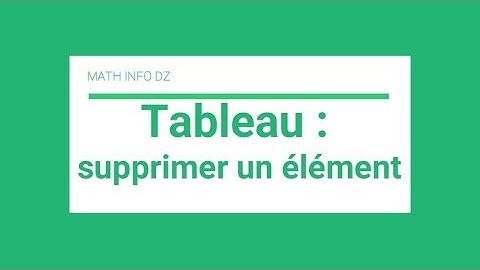 Langage C : les tableaux - supprimer un élément (darija)