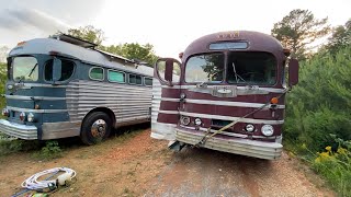 Bringing the 1947 retired greyhound bus home