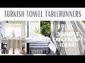 Tablescape Ideas ~ Easy Table Runners ~ Farmhouse Style Table ~ Outdoor Dining ~ Turkish Towel Ideas