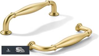 khtumeware 2 Pack 4inch(102mm) Hole Center Brushed Gold Cabinet Pulls Solid Heavy Duty