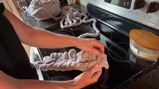 Criss cross stitch pattern hand knitting chunky chenille