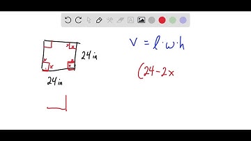 An open box is made from a square piece of cardboard 24 inches on a side by cutting identical squar…