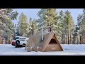 Off-Grid Tent w/ Wood Stove Camping in MASSIVE SNOWSTORM & FEET of snow! #NomadLife