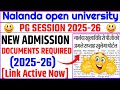 Nalanda open university Pg New admission Start 2025-26🥰 ||Nou pg admission 2025-26 Start kab se hoga