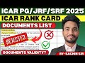 ICAR PG/JRF 2025🔥ICAR Rank Card?🚨 ICAR Counselling Documents List✅#icarpg #icarjrf #icarsrf