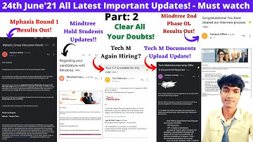 🔴#2 Mphasis GD & TR Mail, Mindtree OL Accept, Resume Upload, Hold Update, Tech M Fake Mail, Upload!