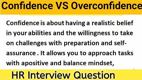 Confidence and Overconfidence  | Job Interview | HR Interview Question | SRV Studyroom