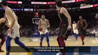 Ben Simmons slams it home against the Cavs