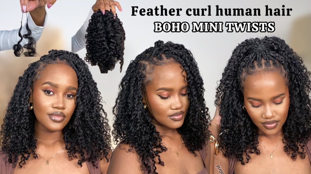 BOHO MINI TWIST tutorial | Feather Curl Human hair extensions | ft BLL Hair