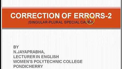Correction of errors-singular plural in English