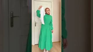 تنسيق فستان اخضر 💚