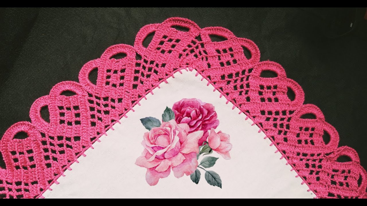 PUNTILLA NUM 246 DE LINDOS CORAZONES FACIL DE TEJER PARA SERVILLETAS GRANDES#arte #crochet #parati