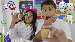  Maria Clara e JP mostram por que é importante escovar os dentes | Experimento científico com ovos 