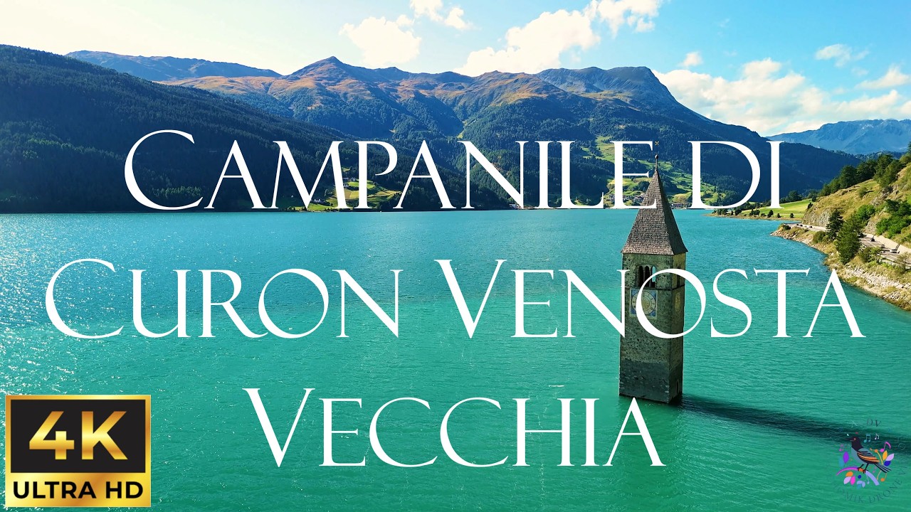 Campanile di Curon Venosta Vecchia - Lago di Resia - 4K Scenic
