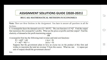 BECC 102 Ignou Solved Assignment 2020-21