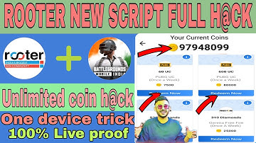 Rooter coin add script | Rooter refer script unlimited coin 2021 | Rooter PUBG UC Free Rahultricks 🤑