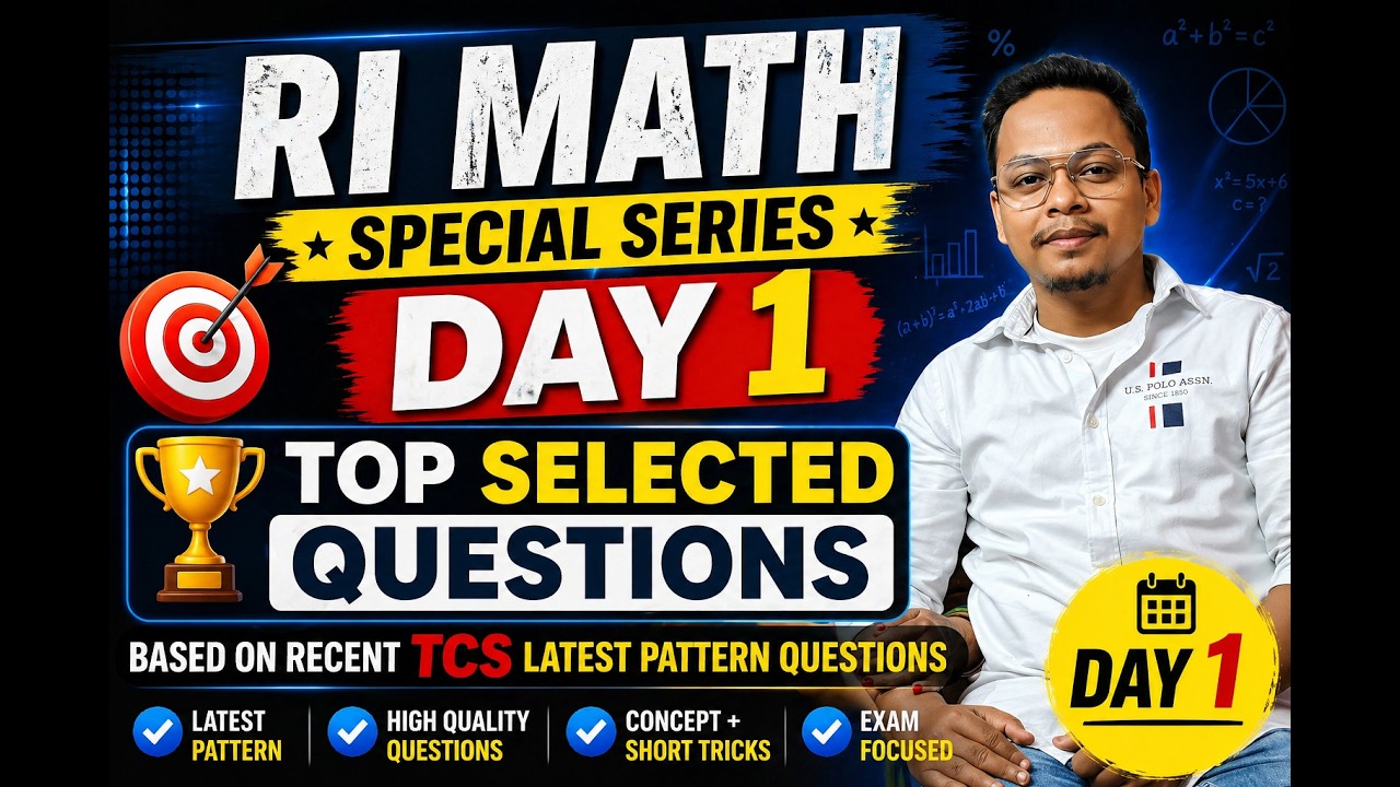Ri Math Operator RI MATH Day 1 🚀 | Top Selected Questions from Latest TCS Pattern | 100% ...