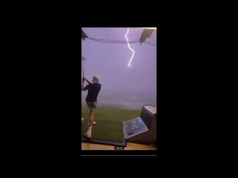 Extraordinary moment lightning strikes golf ball in mid-air