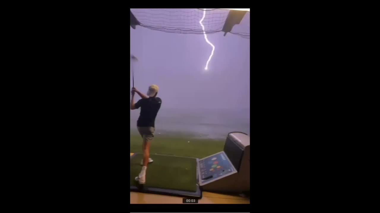 Extraordinary moment lightning strikes golf ball in midair YouTube