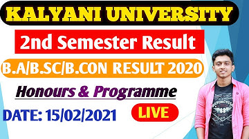 Kalyani University 2nd Semester Result 2020 B.A/ B.Sc/B.Com Honours &Programme UNIVERSITY OF KALYANI