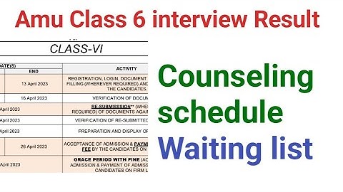 AMU Class 6 Result Declared 2023 | Amu Class 6 Interview Result Declared | Chance memo list 2023