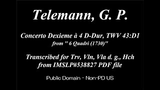 Telemann, G. P. _ Concerto à 4 D-Dur, TWV 43:D1 - YouTube