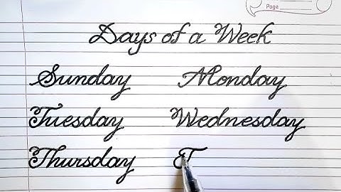 How to write Days of the week in cursive writing  | Four line copy | Cursive handwriting practice