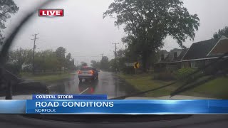 Tidal flooding makes for dangerous driving conditions