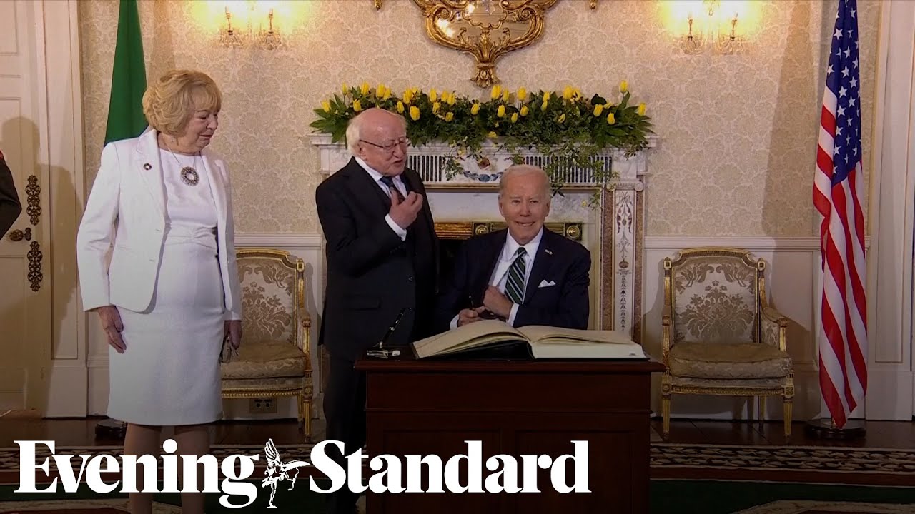 Irish president waves goodbye to Joe Biden in Dublin
