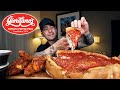 In CHICAGO Eating Giordano's Deep Dish Pizza Mukbang