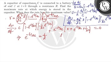 A capacitor of capacitance \( C \) is connected to a battery of emf \( \varepsilon \) at \( t=0 ...