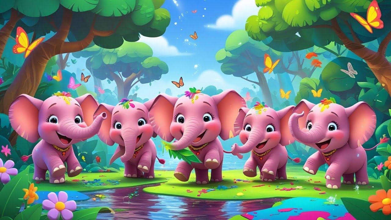 Pink Elephant Playtime! 🐘 - KIDS Cartoon Song 🌈🎊