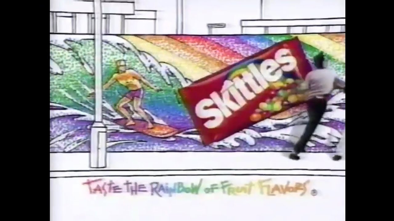 1988 - Skittles Candy - Taste The Rainbow (Video Center) Commercial 