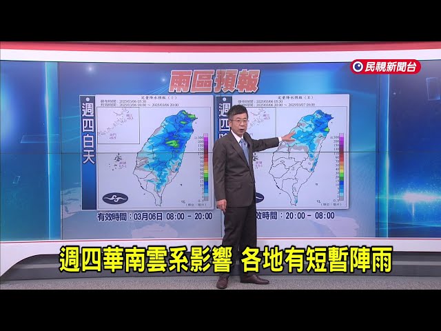 2025/03/06 週四華南雲系影響 各地有短暫陣雨－民視新聞