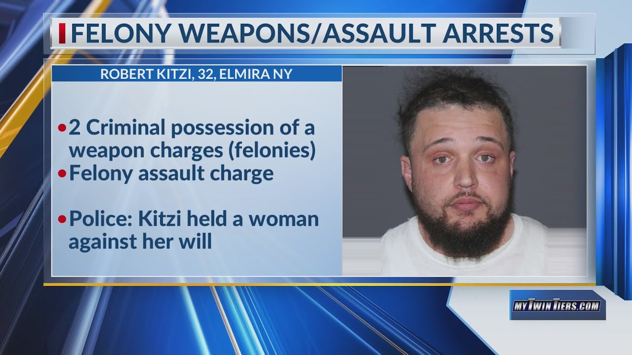 Elmira man arrested on assault and weapon charges - YouTube