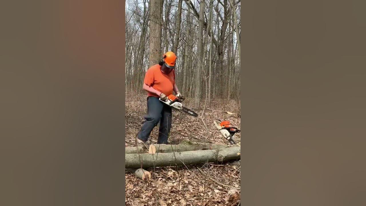 How to get pinched chainsaw bar unstuck firewood YouTube