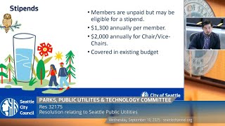 Screenshot of Parks, Public Utilities & Technology Committee 9/10/2025