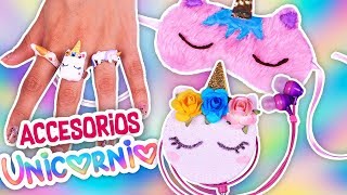 DIY 🦄 Accesorios de UNICORNIO 🦄 BOLSA, ANILLOS y ANTIFAZ para DORMIR! Manualidades Fantásticas!