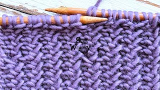 How to knit an easy one-row repeat pattern with knit stitches only (reversible) - So Woolly