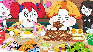 Cosplay festival Mukbang(Rengoku lunch box,Freddy's Pizza,Udon) /Animation ASMR /foomuk