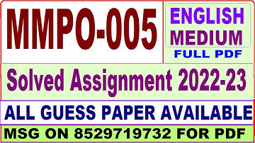 mmpo 005 solved assignment 2022-23 / mmpo 5 solved assignment in english / ignou mba new