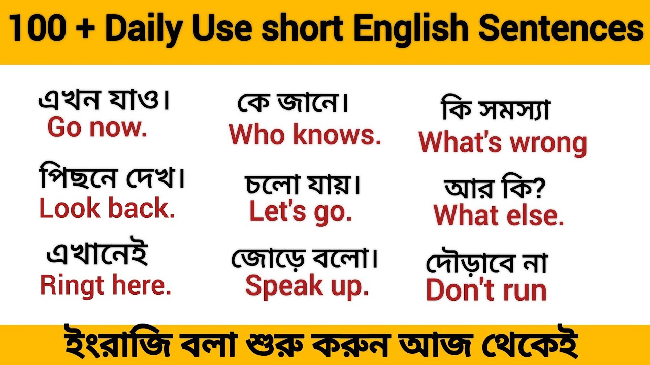 100+ daily use English Short Sentences || English Speaking practice ...
