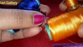 Aari work double clolor filling tutorial|aari embroidery basic filling in Tamil|aari gallery