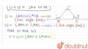 The side B C\nof aA B C\nis produced on both sides. Show that the sum of the exterior angles so\...