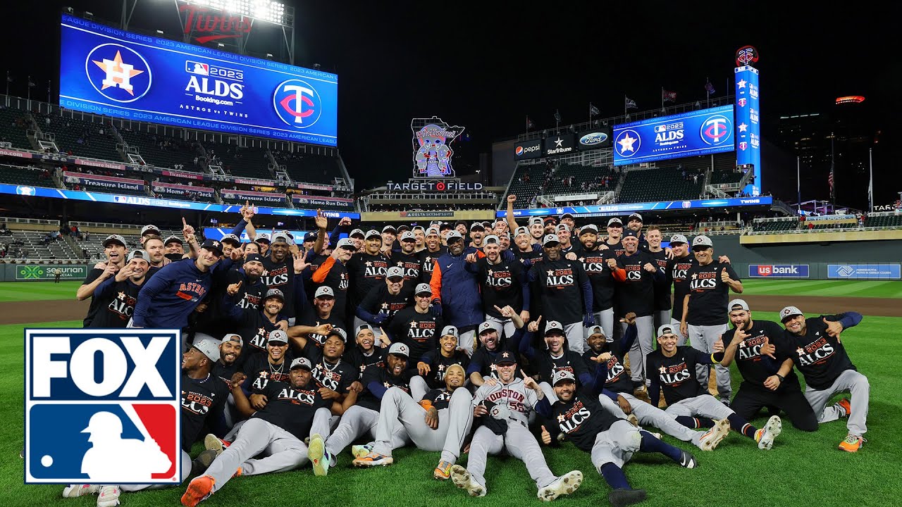 Astros celebrate after clinching ALDS win against Twins