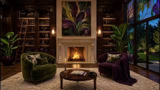 Luxury Eclectic Library Ambience 🔥 Cozy Fireplace Sounds for Relaxing, Reading, Study & Sleep
