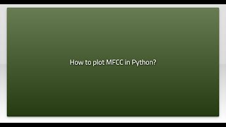 How to plot MFCC in Python