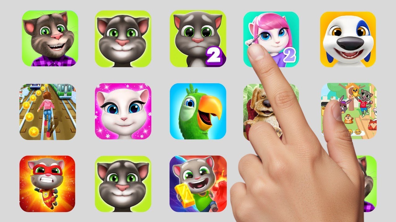 Tom Qs My Tom, My Tom 2, Talking Tom, Talking Tom 2, Talking Hank, My Angela 2 ...
