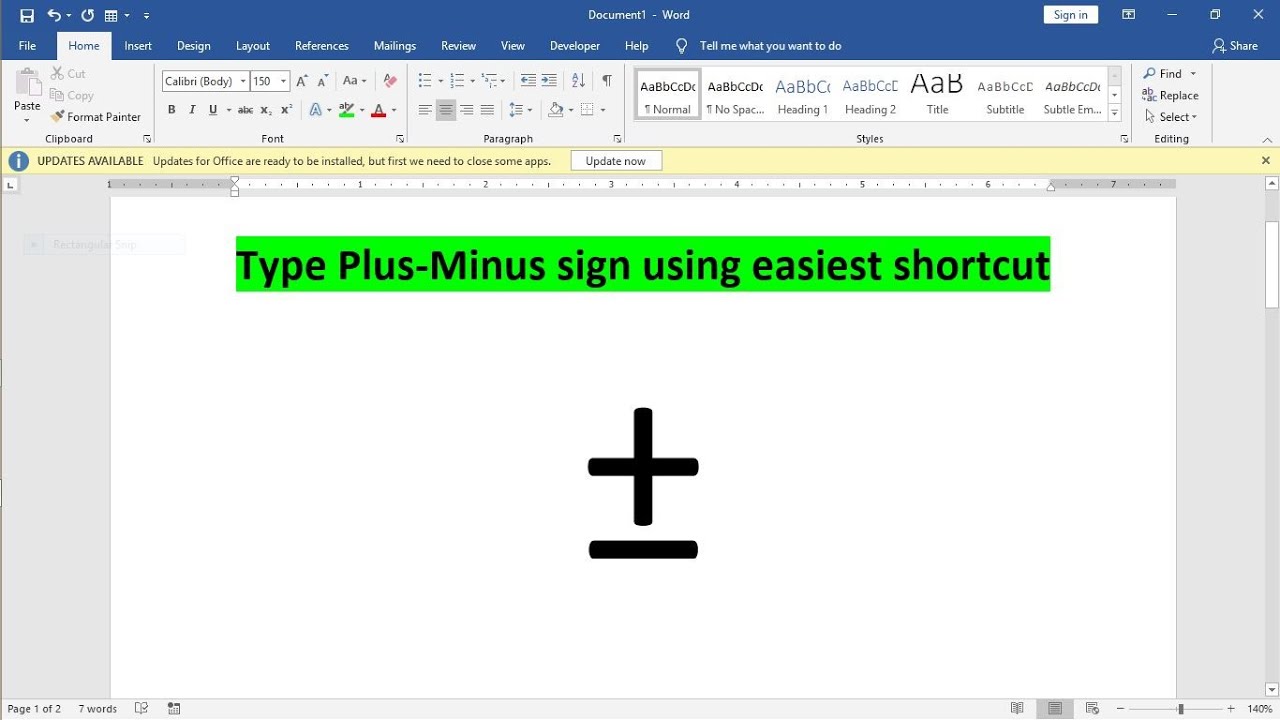 How To Insert Plus Minus Sign In Ms Word Easy Shortcut Youtube