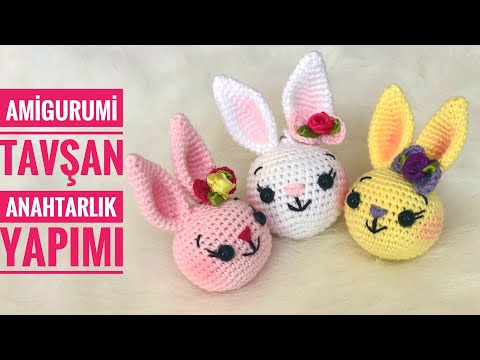 AMIGURUMI Tavşan Anahtarlık Yapımı( Amigrumi Bunny Keychain Tutorial) ENG SUBS ON)